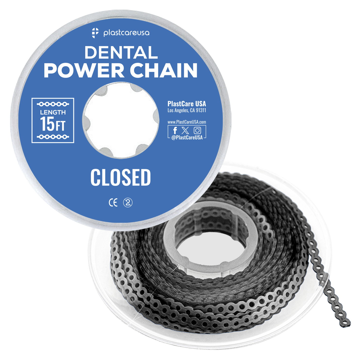 Black Dental Power Chain (Closed) – 15 ft Orthodontic Elastic Chain for Braces