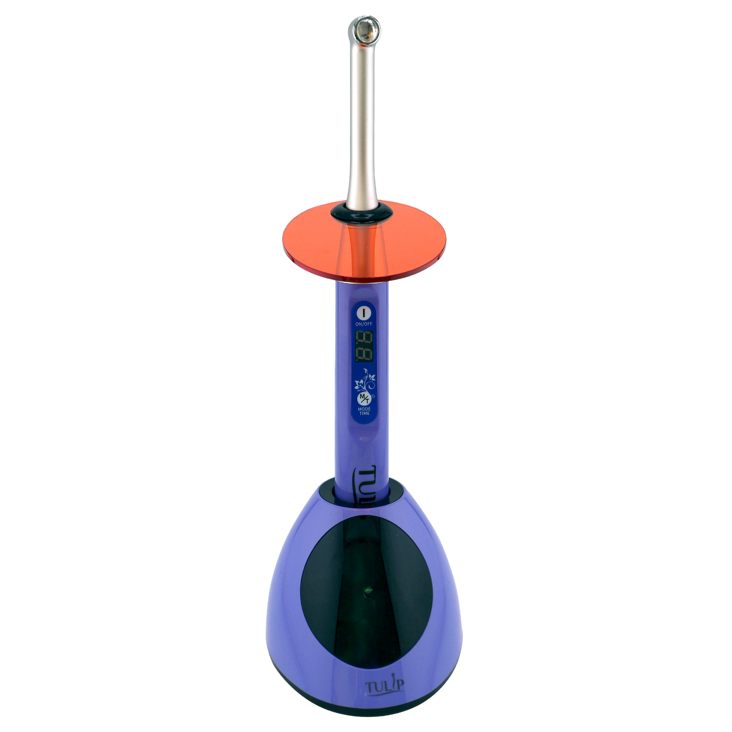 Tulip LED Dental Curing Light – 1 Second, 1000 - 2400 mW/cm², Stainless Steel (Purple)