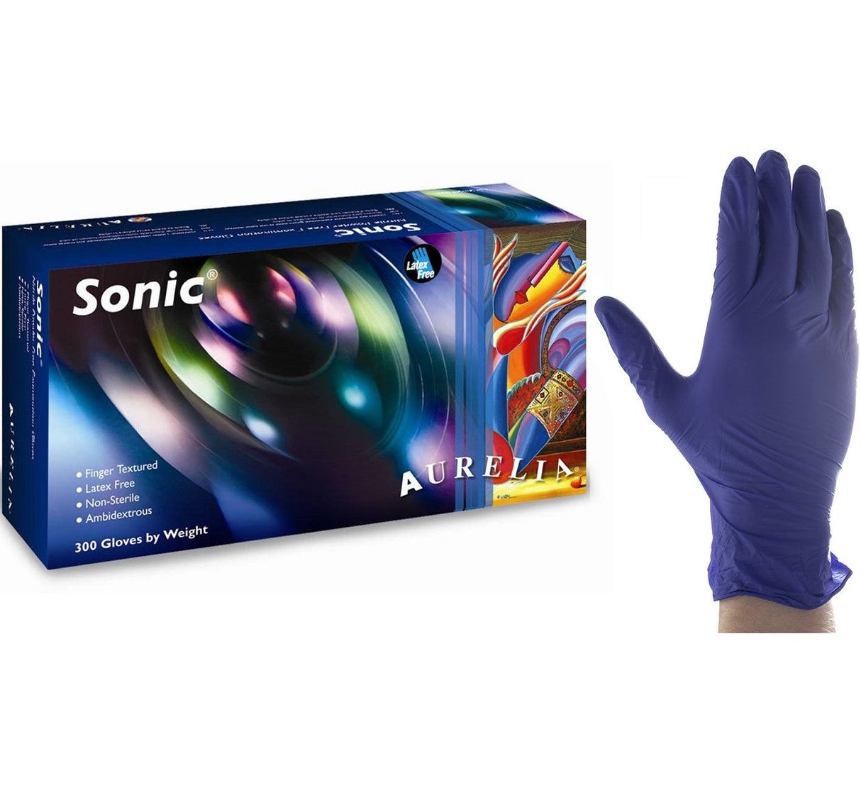 3000 Small Aurelia Sonic-300 Blue Nitrile 2.2 mil Powder Free Examination Gloves (10 Boxes) - My DDS Supply