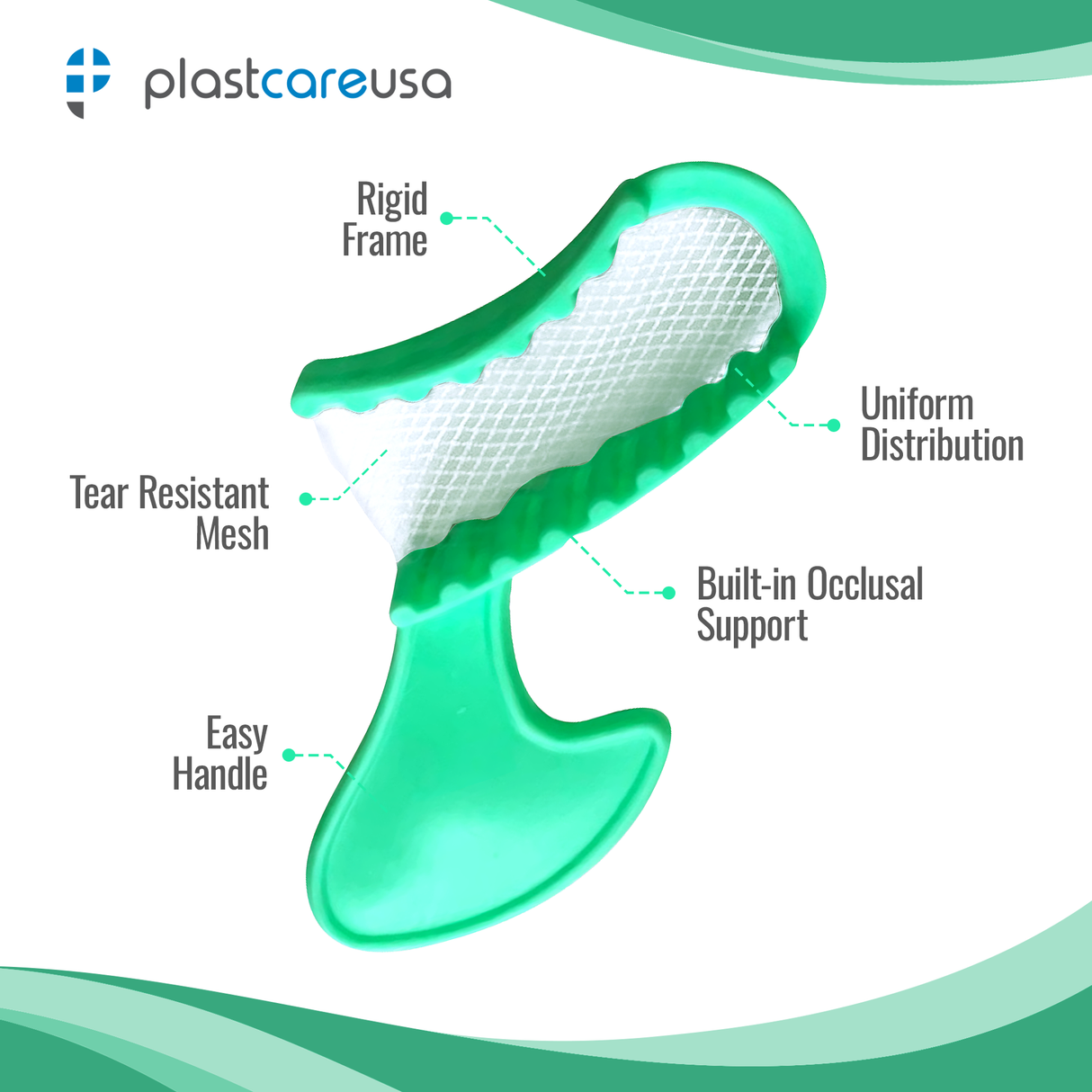 50 x Short Posterior Green Bite Registration Impression Trays (1 Box) - My DDS Supply