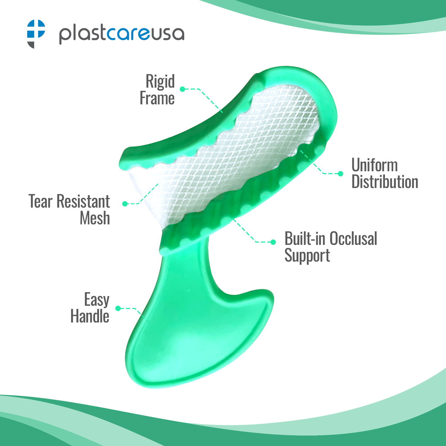 50 x Short Posterior Green Bite Registration Impression Trays (1 Box) - My DDS Supply