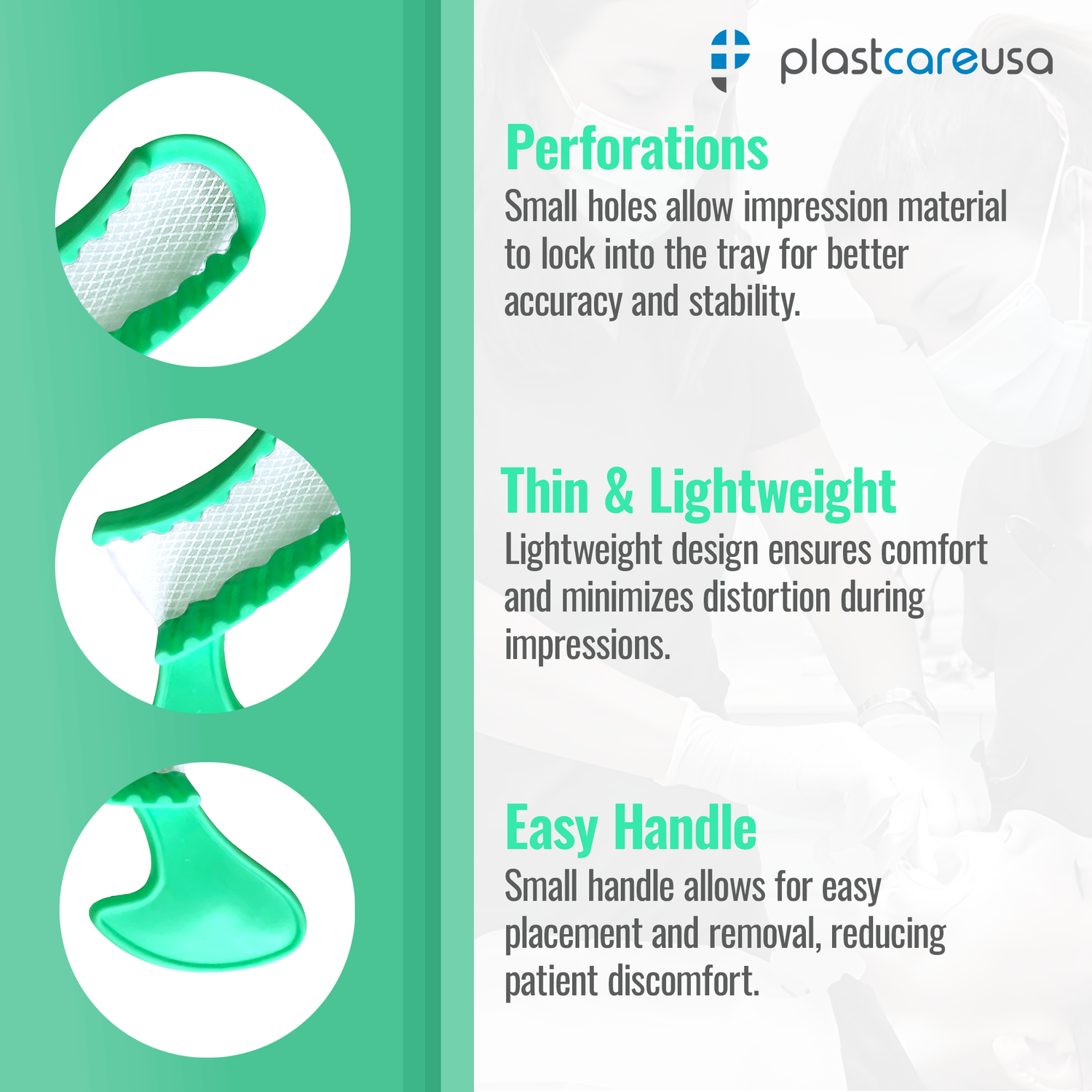 1000 x Short Posterior Green Bite Registration Impression Trays (20 Boxes) by PlastCare USA - My DDS Supply