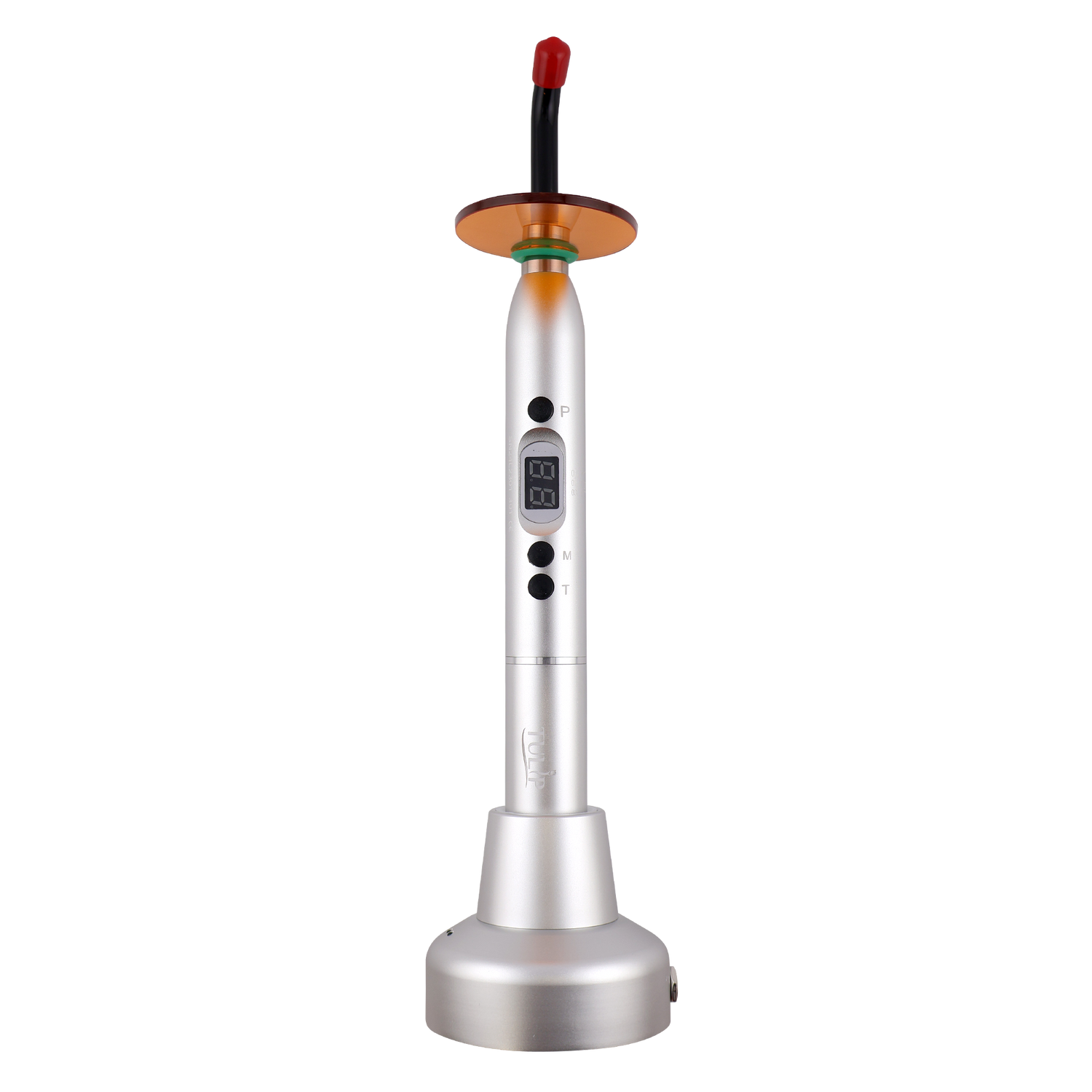 Tulip Cordless Dental 4 LED Curing Light – 1200 mW/cm² 430-485nm Stainless Steel Design (Silver)
