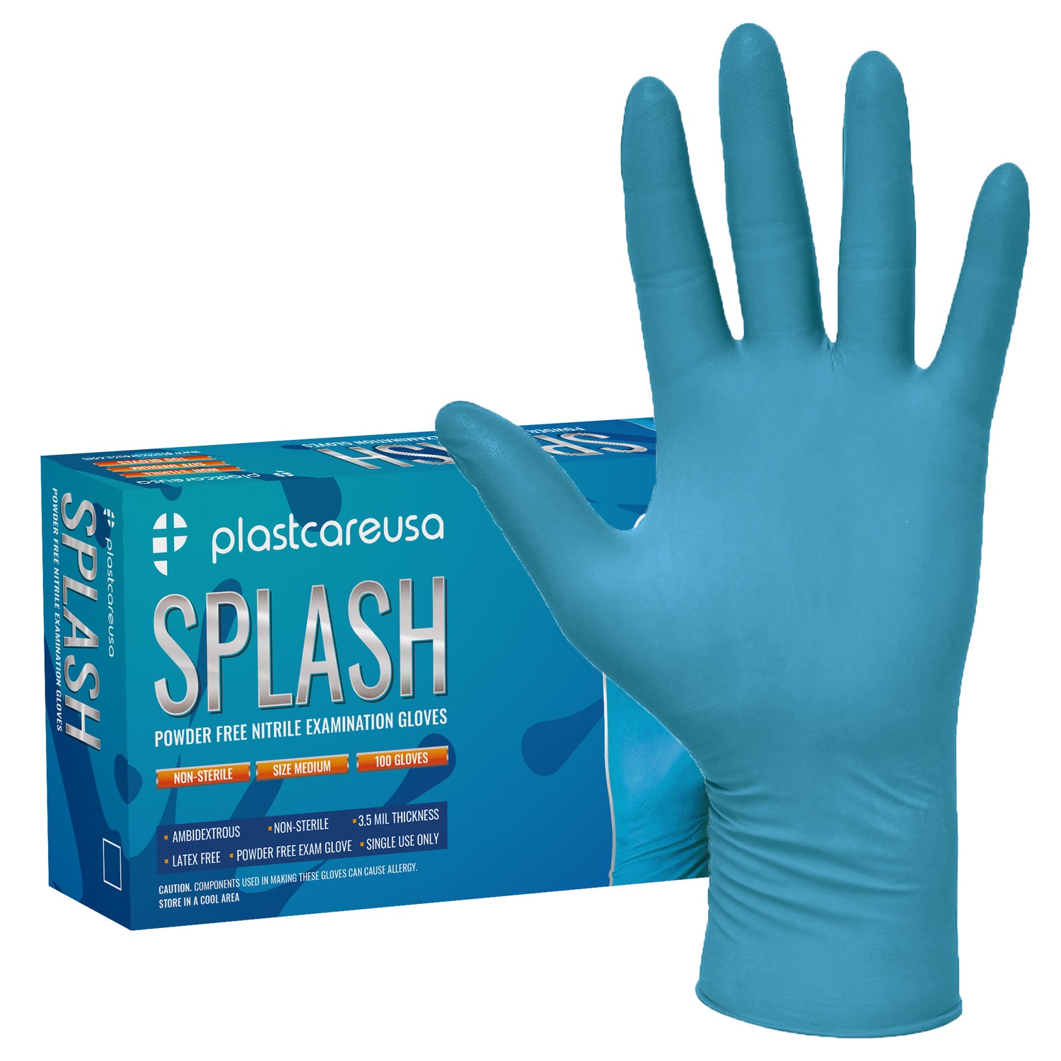 1000 SMALL Blue Nitrile Exam Premium Gloves (Powder & Latex Free), PlastCare USA Splash - My DDS Supply