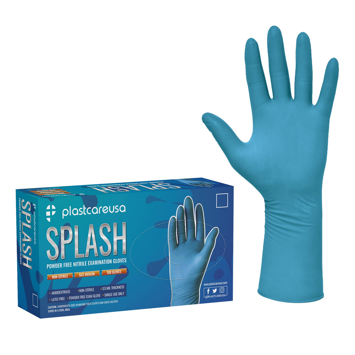 1000 EXTRA SMALL XS Blue Nitrile Exam Premium Gloves (Powder & Latex Free), PlastCare USA Splash - My DDS Supply