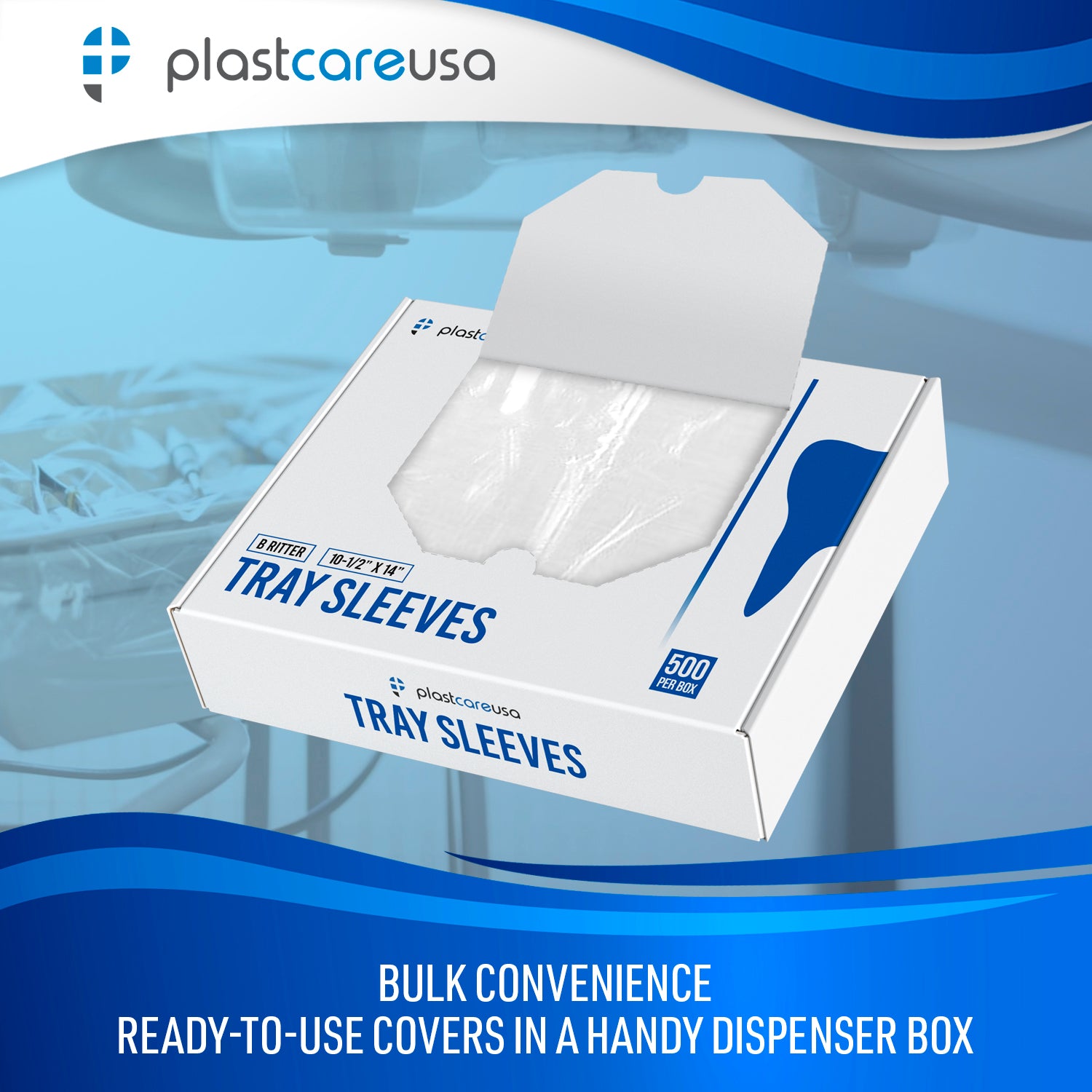 1000 10 1/2" x 14" (Size B) Dental Tray Cover Sleeves (2 Boxes of 500)