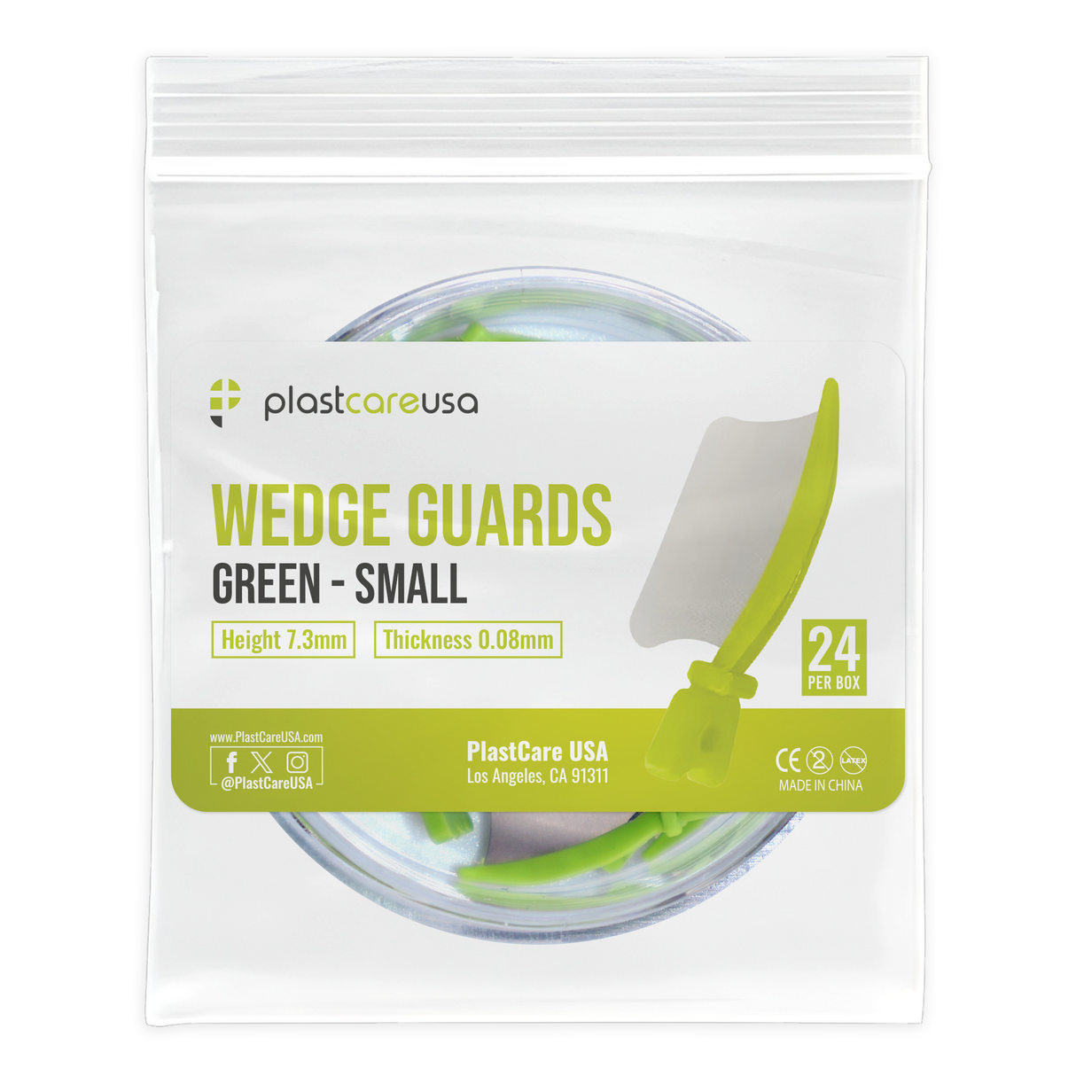 Green Wedge Guards – Small Size Dental Protective Shield (24/Box) by PlastCare USA