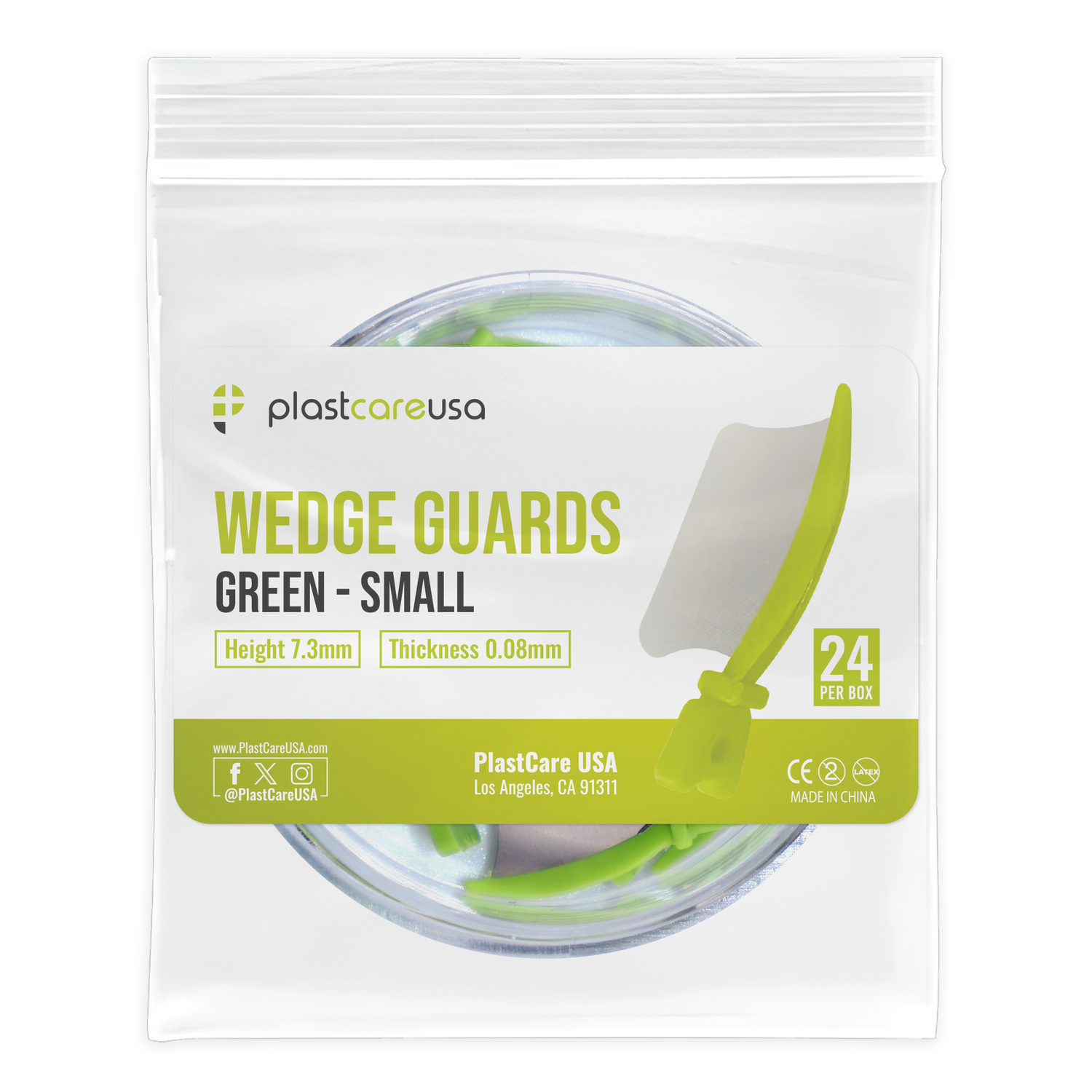 Green Wedge Guards – Small Size Dental Protective Shield (24/Box) by PlastCare USA