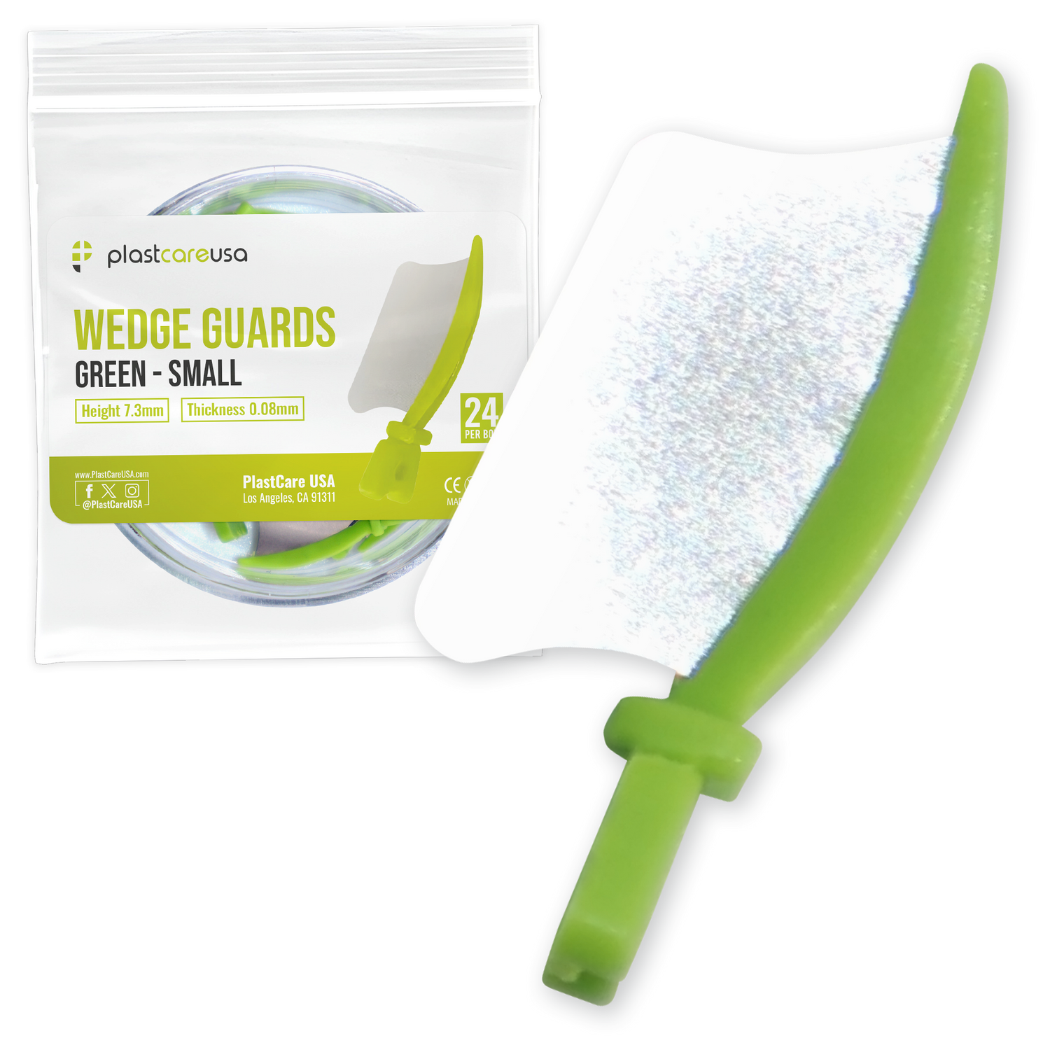 Green Wedge Guards – Small Size Dental Protective Shield (24/Box) by PlastCare USA