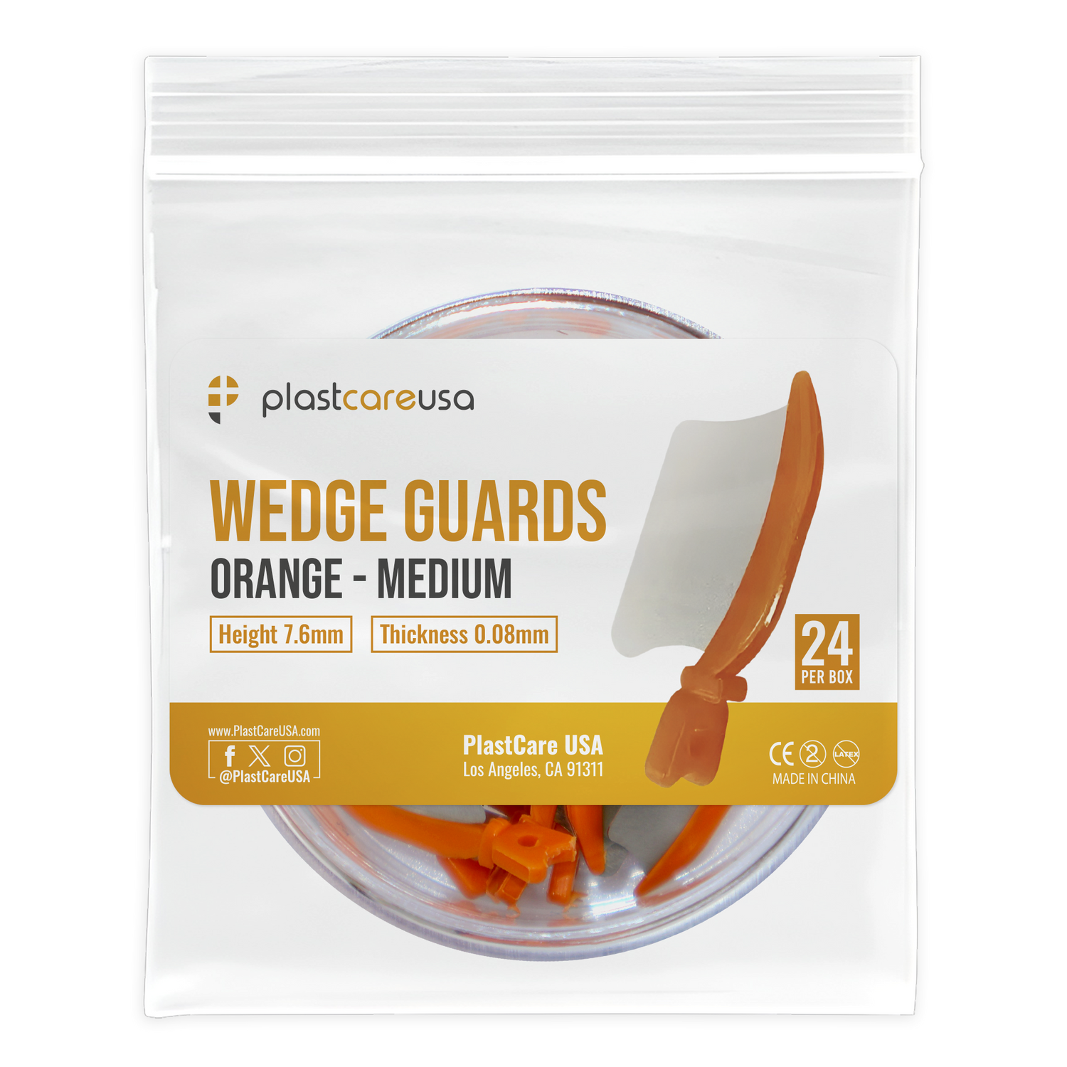 Orange Wedge Guards – Medium Size Dental Protective Shield (24/Box) by PlastCare USA