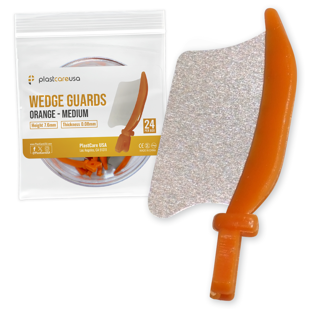Orange Wedge Guards – Medium Size Dental Protective Shield (24/Box) by PlastCare USA