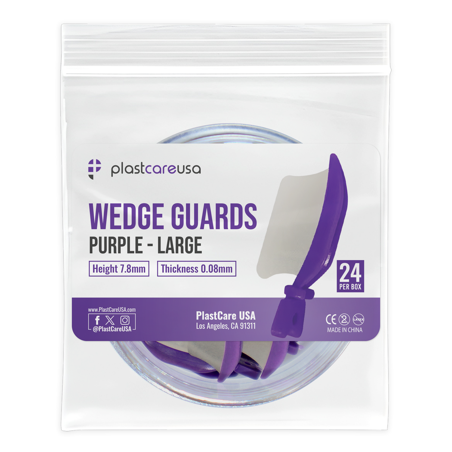 Purple Wedge Guards – Large Size Dental Protective Shield (24/Box) by PlastCare USA