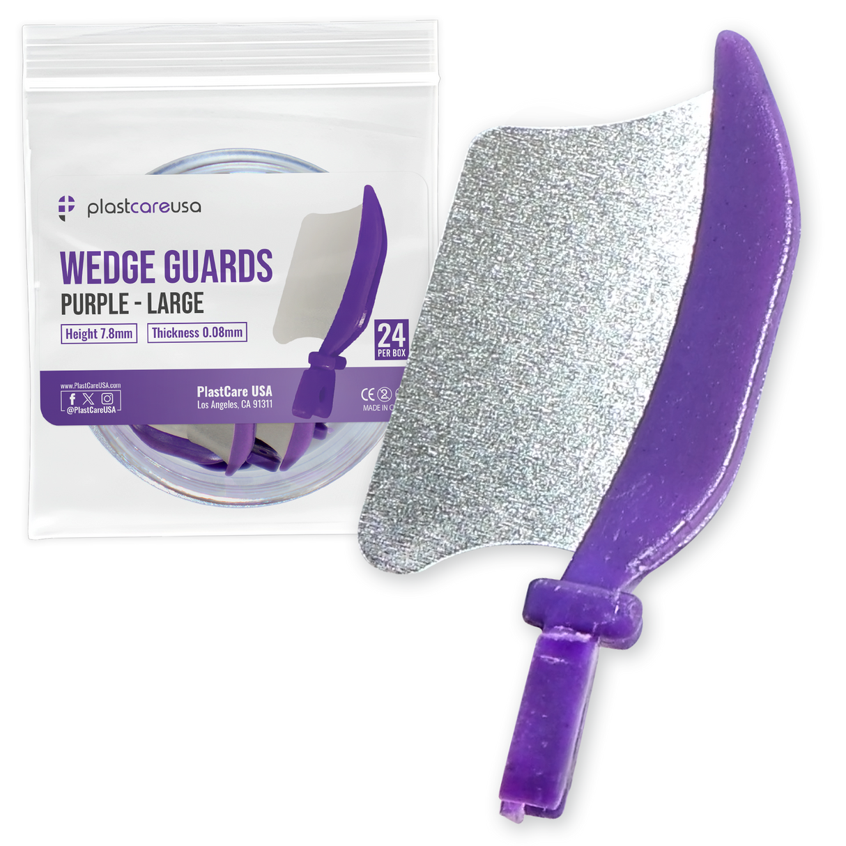 Purple Wedge Guards – Large Size Dental Protective Shield (24/Box) by PlastCare USA