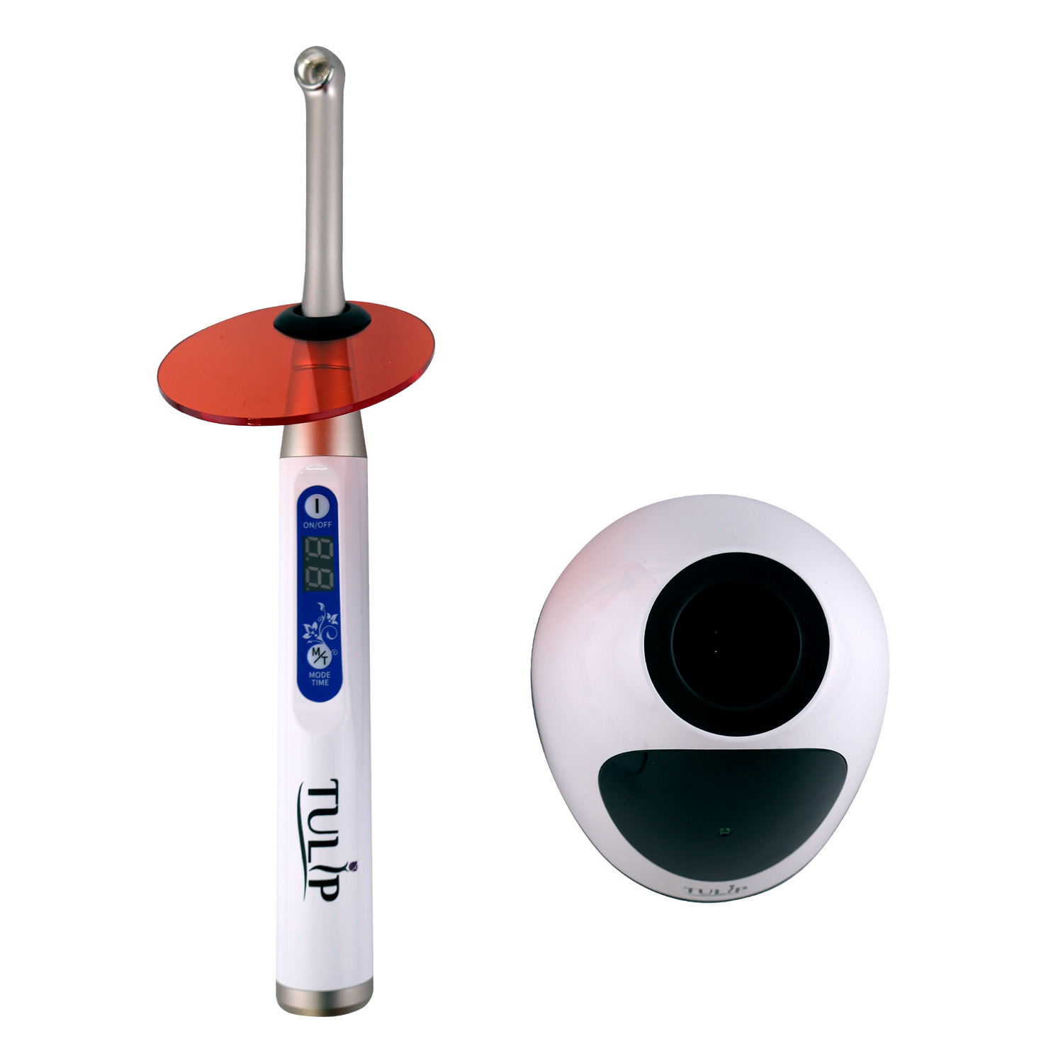 Tulip LED Dental Curing Light – 1 Second, 1000 - 2400 mW/cm², Stainless Steel (White)