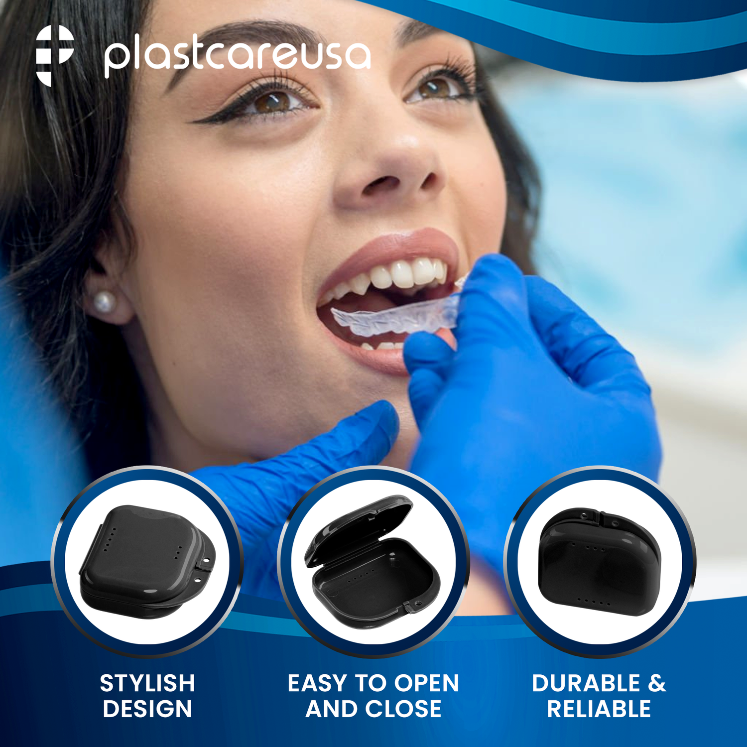 Sealed Black Dental Retainer Cases (Pack of 12)