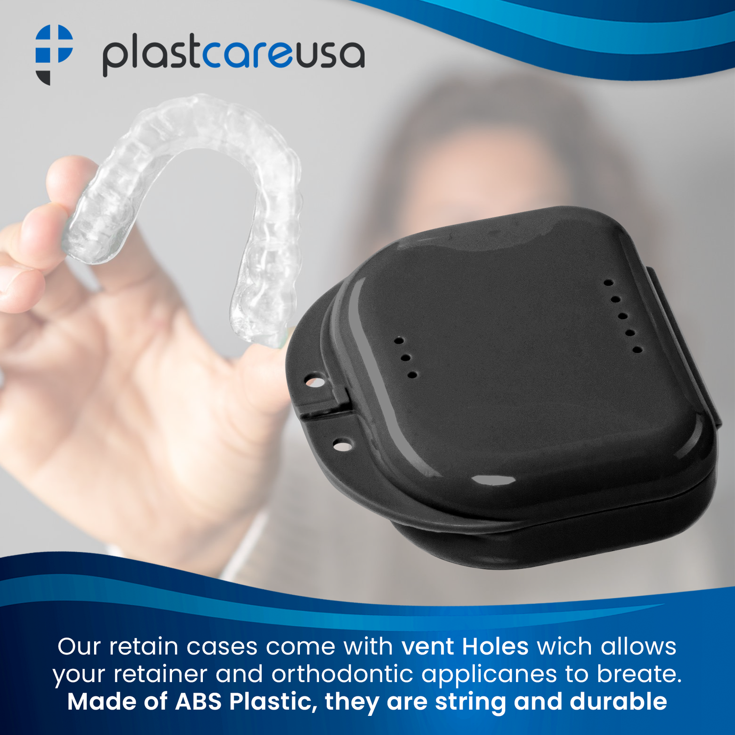 Sealed Black Dental Retainer Cases (Pack of 12)