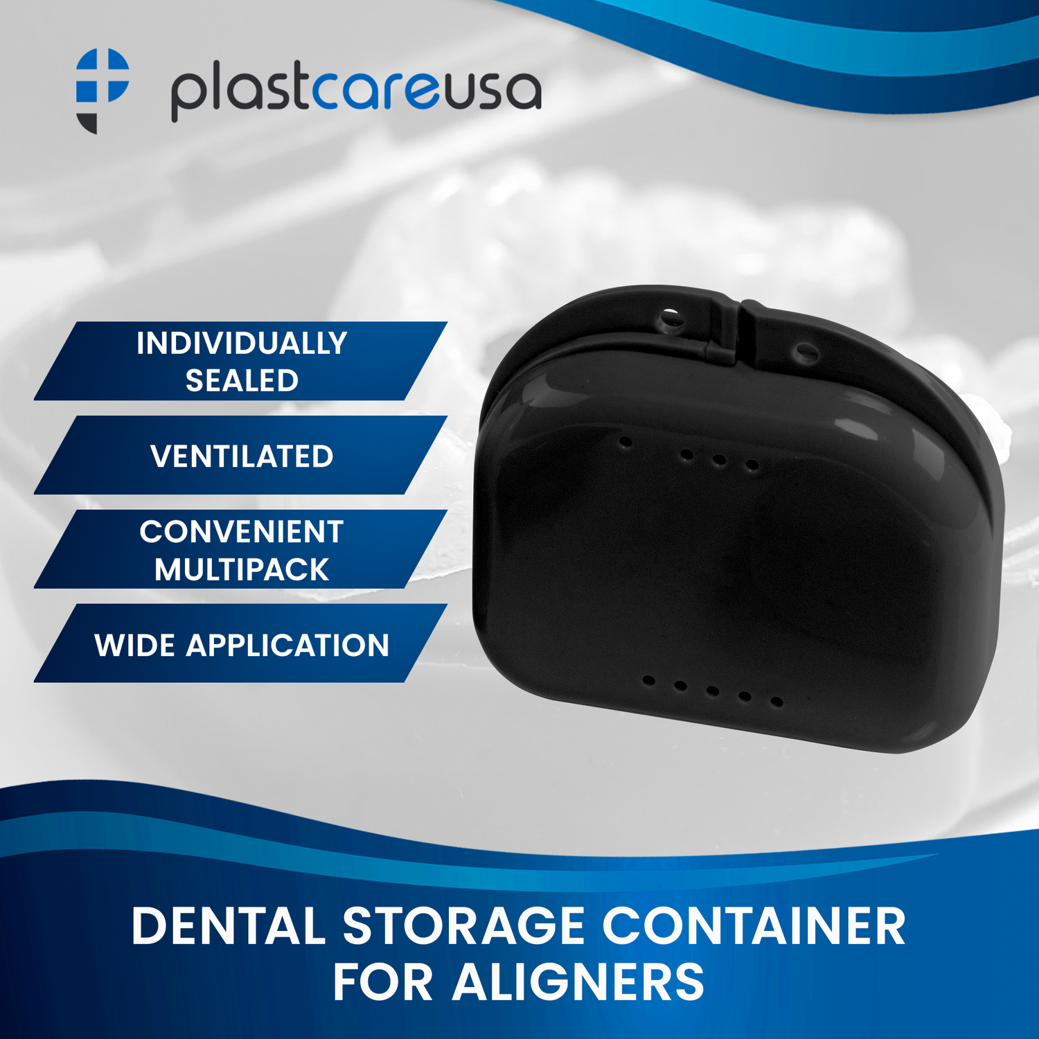 Sealed Black Dental Retainer Cases (Pack of 12)
