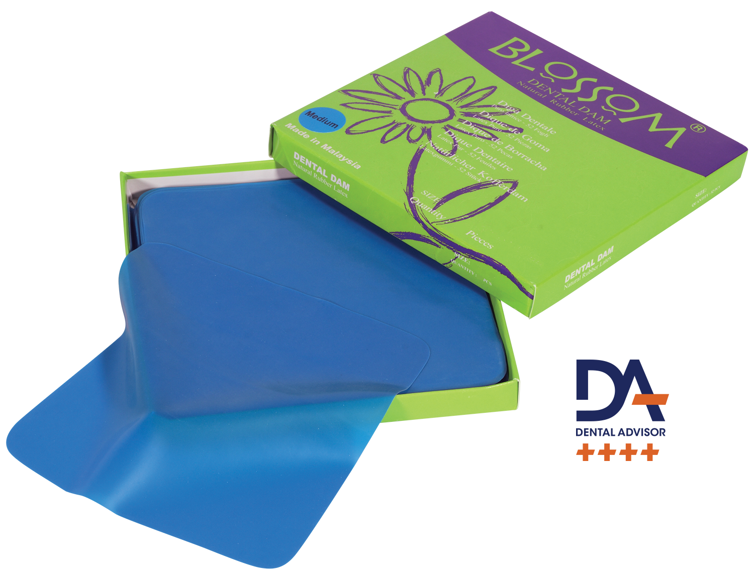 Blossom 6″×6″ Medium Latex Rubber Dam – Blue (36/Box)