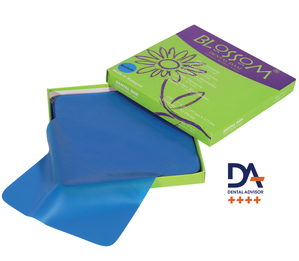 Blossom 5″×5″ Medium Latex Rubber Dam – Blue (52/Box)