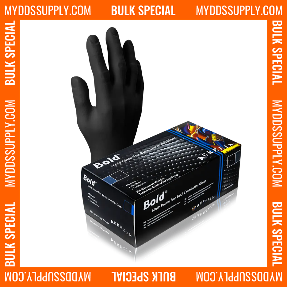 6000 Small Aurelia Bold Black Nitrile 5 mil Powder Free Examination Gloves (60 Boxes of 100) *Bulk Special*