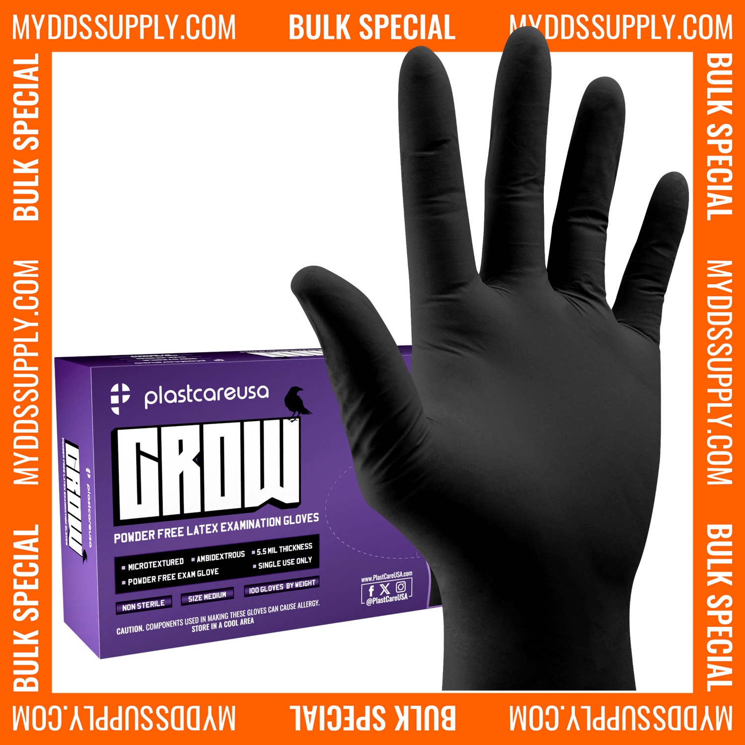 6000 Small PlastCare USA Black Latex Gloves (60 Boxes) *Bulk Special*