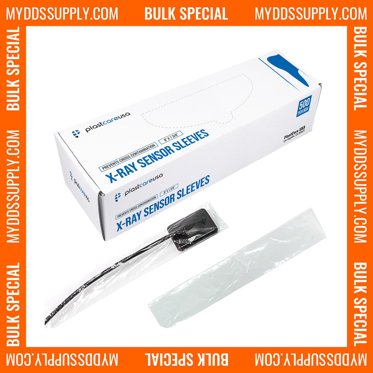 10,000 8" x 1 3/8" Plastic Digital X-Ray Sensor Cover Sleeves (20 Box of 500) *Bulk Special*