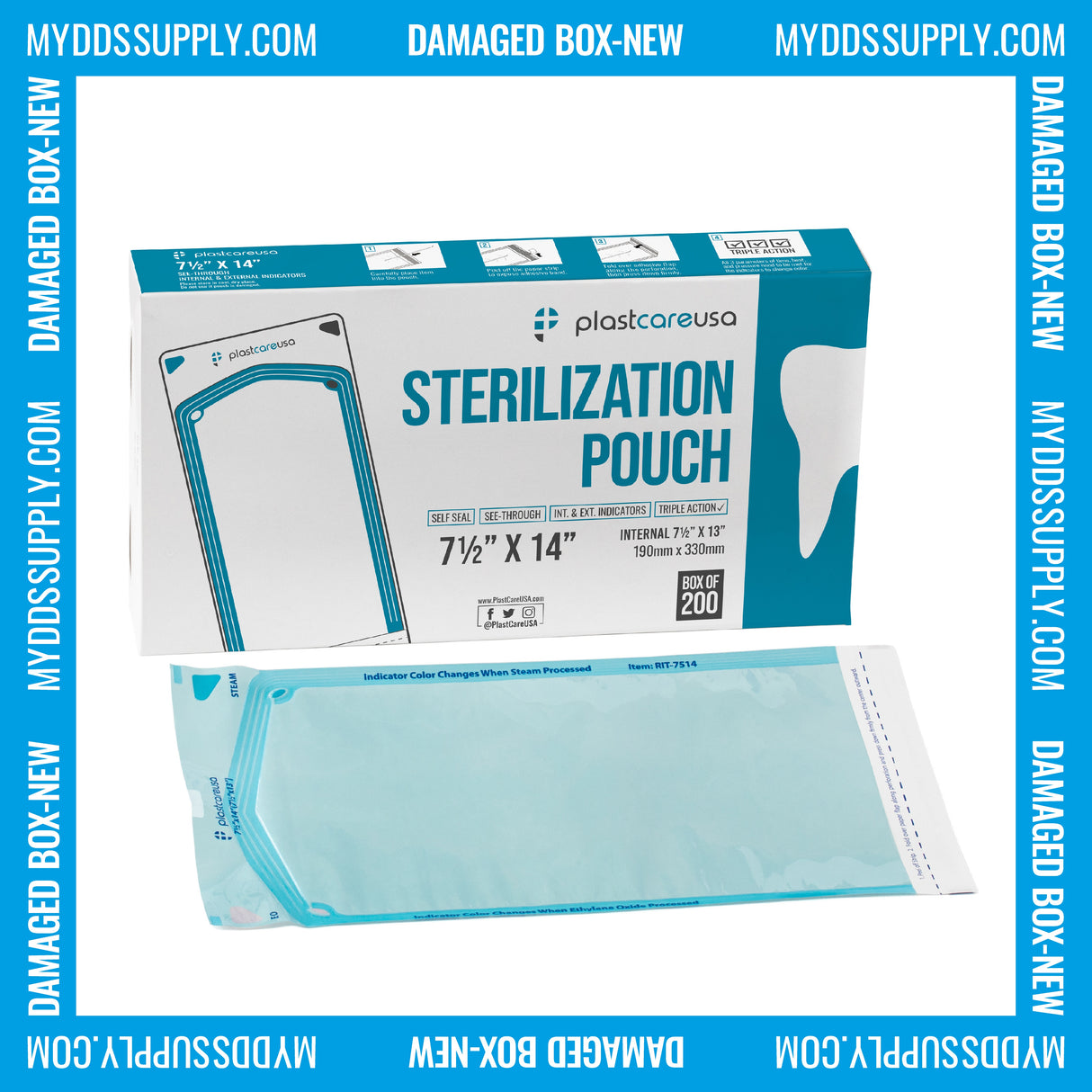 2000 7.5" x 13" Self-Sealing Sterilization Pouches by PlastCare USA (Warehouse Deal) - My DDS Supply