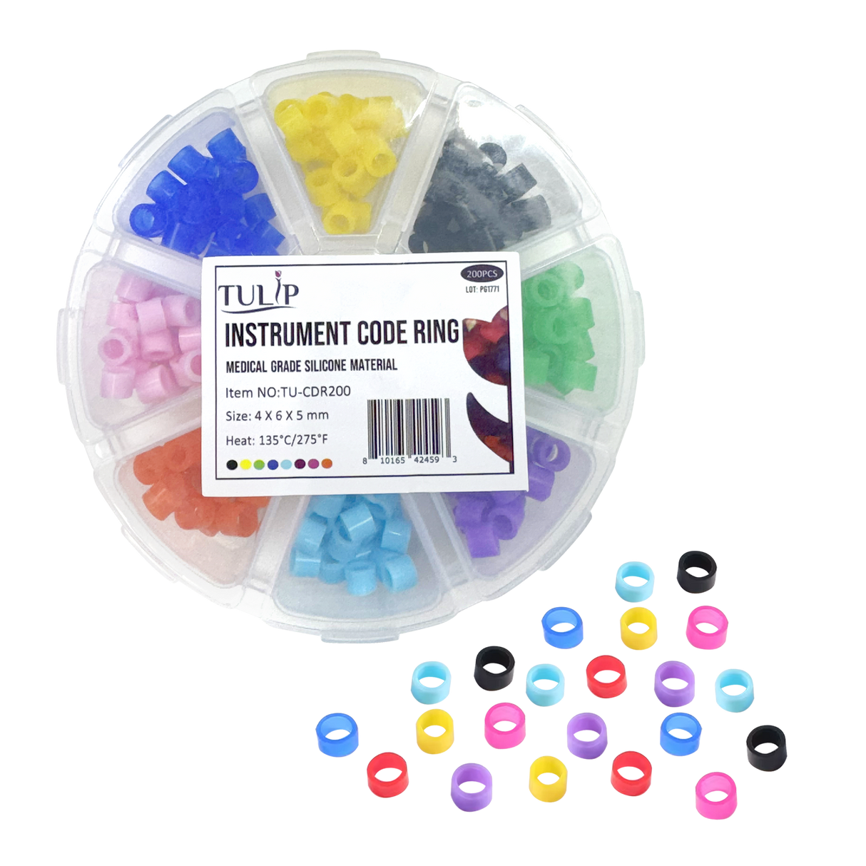 200 Dental Instrument Autoclavable Code Rings (4x6x5mm)