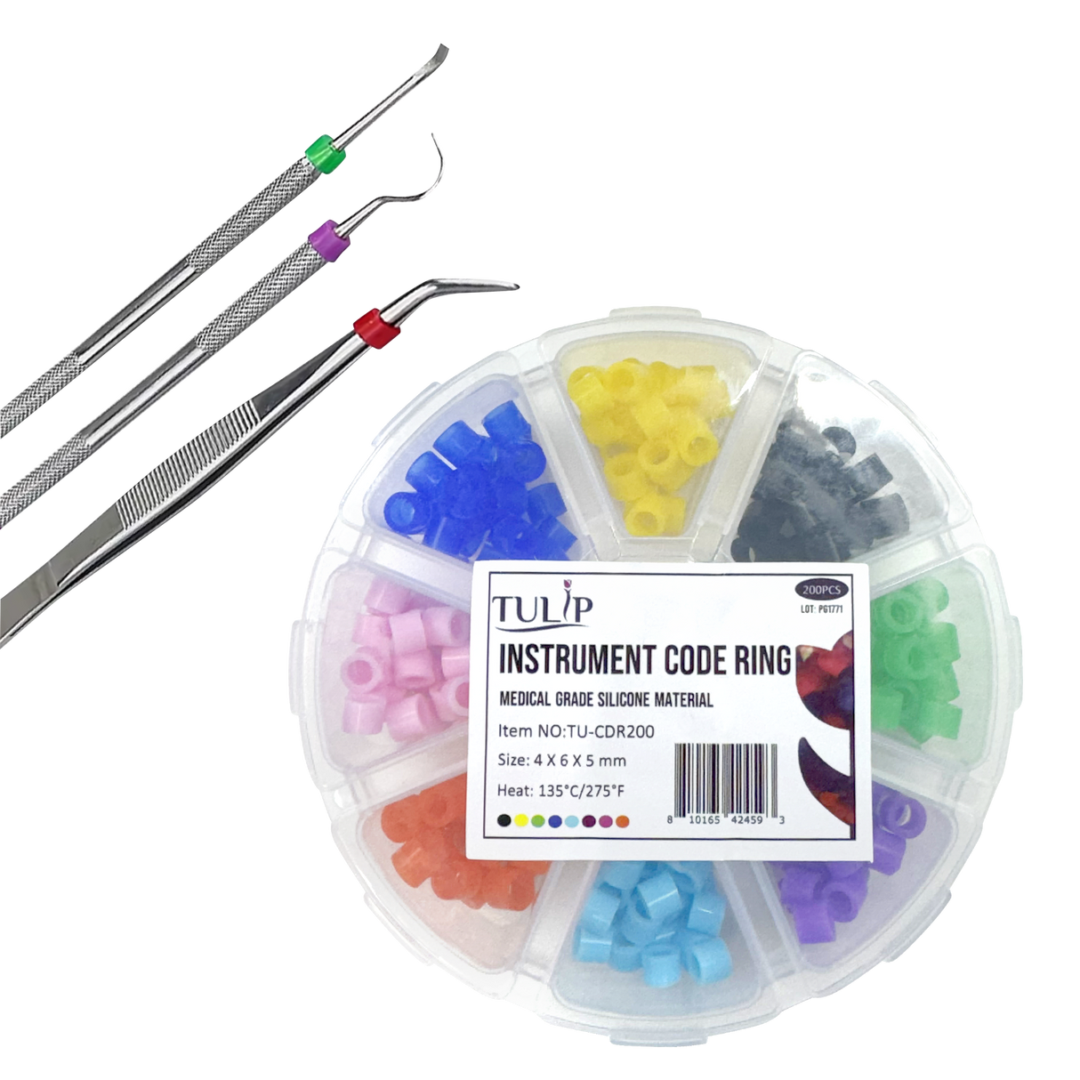 200 Dental Instrument Autoclavable Code Rings (4x6x5mm)