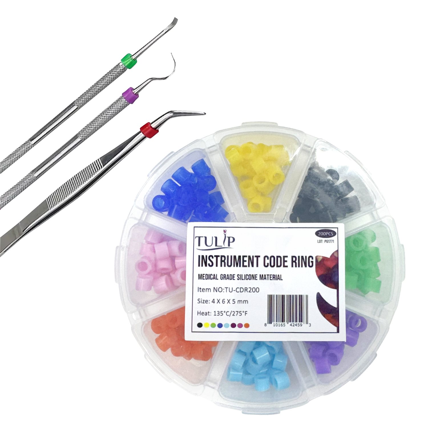 200 Dental Instrument Autoclavable Code Rings (4x6x5mm)