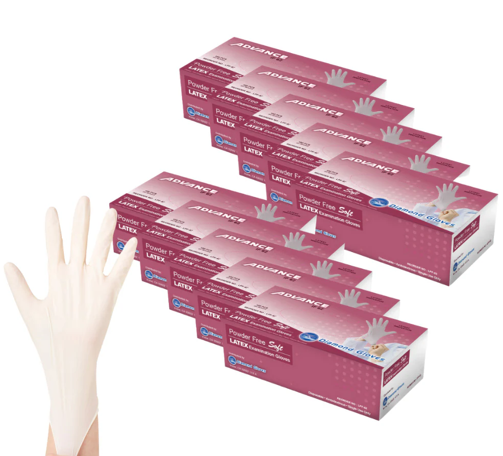 1000 Small Latex Medical Examination Gloves Advance IF62 – Powder-Free, Textured, White