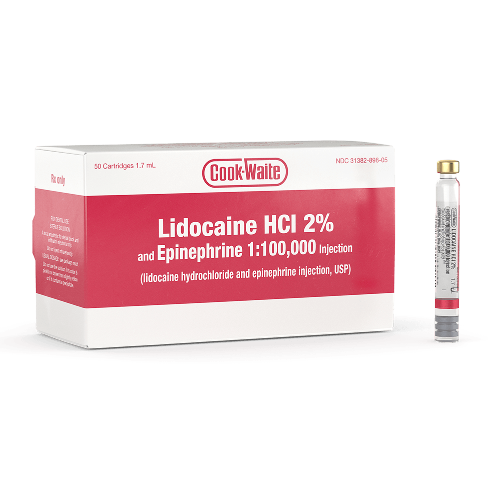 Dental Local Anesthetic – Lidocaine HCl 2% w/ Epinephrine 1:100,000 | 1.7 mL Cartridges – 50/Box - My DDS Supply
