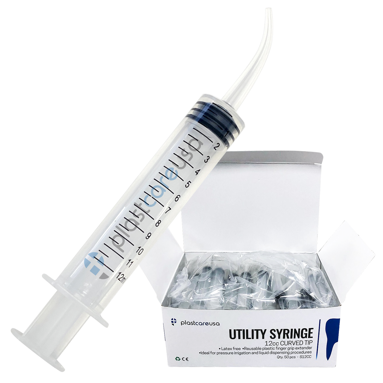 1000 x Curved Tip 12cc Monoject Style Utility Syringes (20 Boxes of 50) by PlastCare USA - My DDS Supply