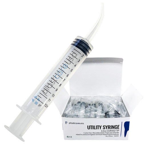 50 Curved Tip 12cc Monoject 412 Style Dental Oral Irrigation Utility Syringes (1 Box) - My DDS Supply