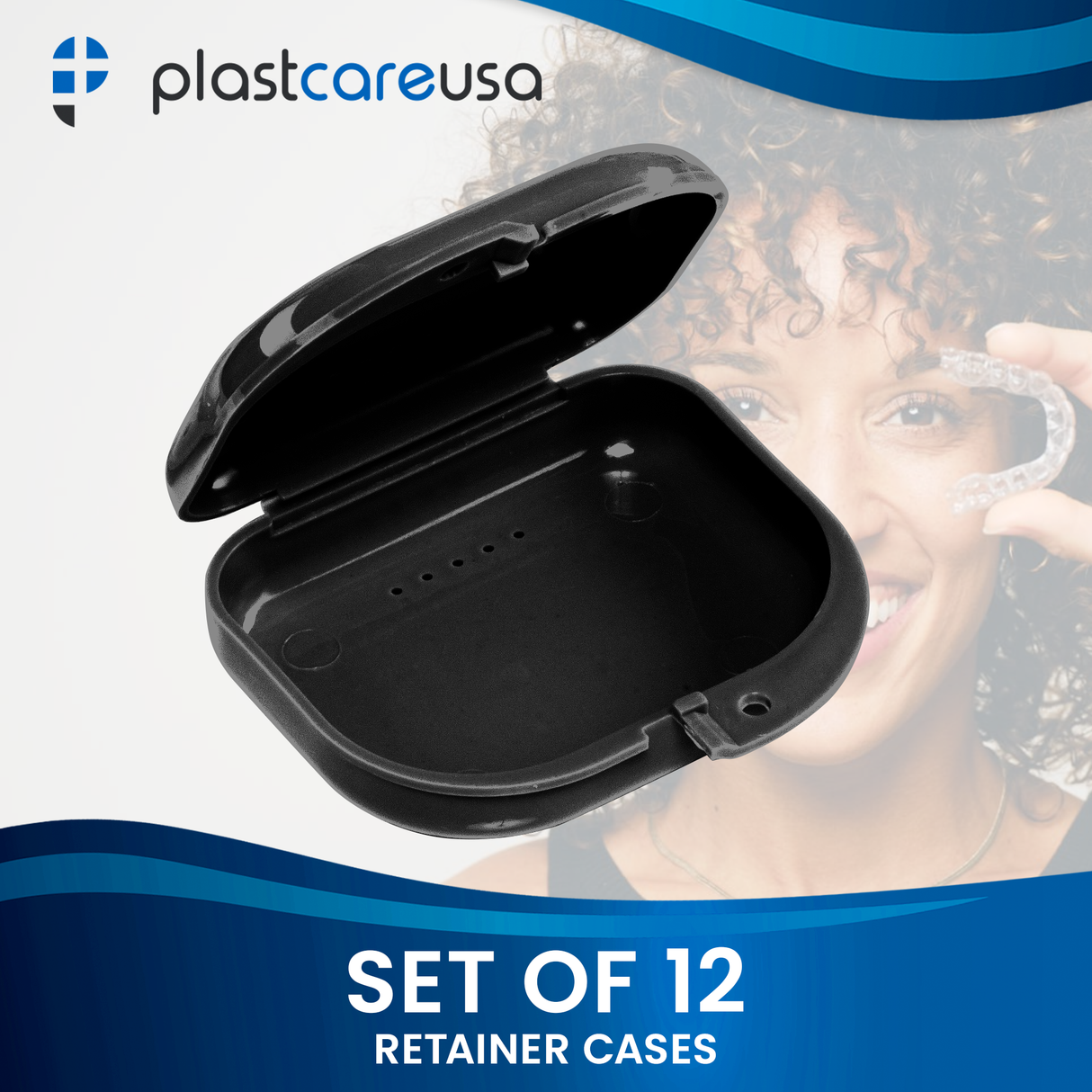 Sealed Black Dental Retainer Cases (Pack of 12)