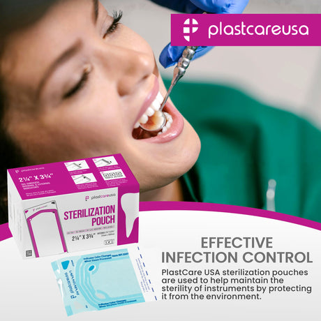 2.25" x 2.75" Self-Sealing Sterilization Pouches for Autoclave (Choose Quantity) by PlastCare USA - My DDS Supply