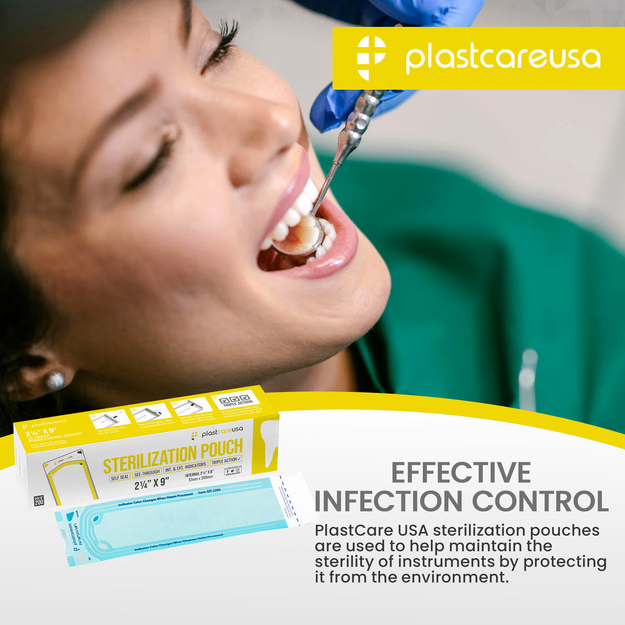 2.25" x 8" Self-Sealing Sterilization Pouches for Autoclave (Choose Quantity), by PlastCare USA - My DDS Supply