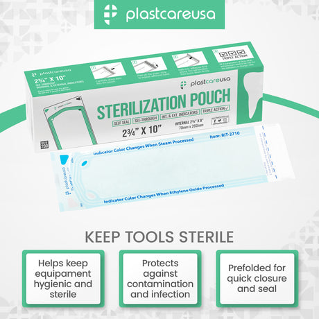 2.75" x 10" Self-Sealing Sterilization Pouches for Autoclave (Choose Quantity) by PlastCare USA - My DDS Supply