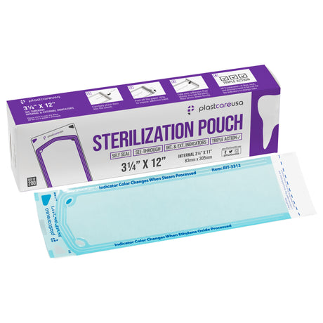 3.25" x 12" Self-Sealing Sterilization Pouches for Autoclave (Choose Quantity) by PlastCare USA - My DDS Supply