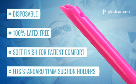 100 White HVE Evacuation Suction Dental Tips, Vented (1 Bag) by PlastCare USA - My DDS Supply