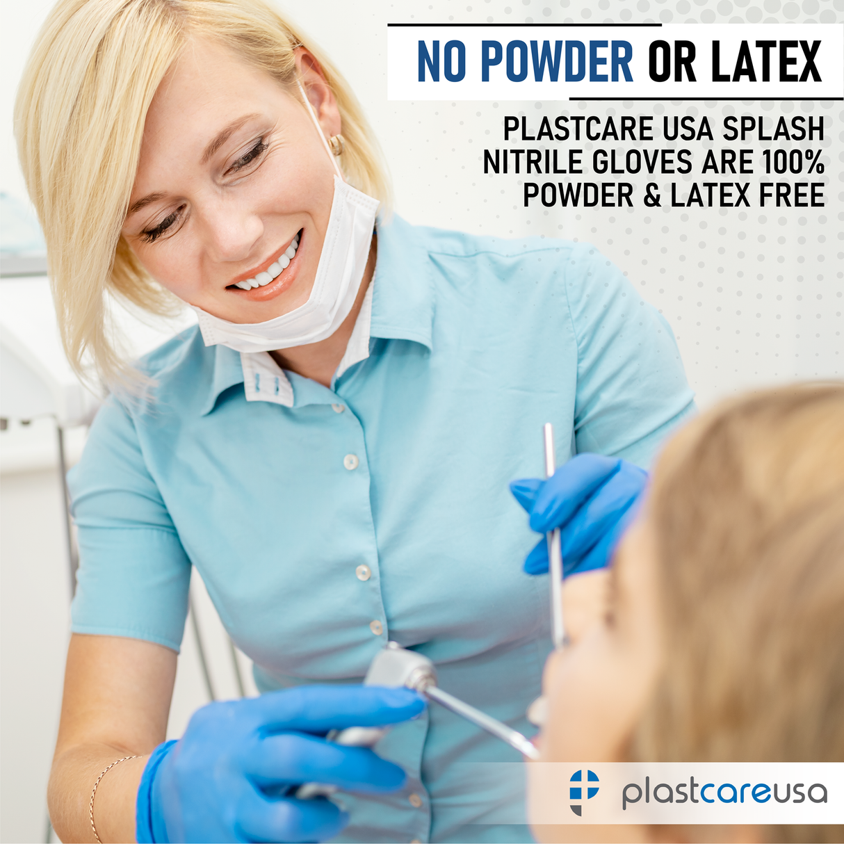 1000 EXTRA SMALL XS Blue Nitrile Exam Premium Gloves (Powder & Latex Free), PlastCare USA Splash - My DDS Supply