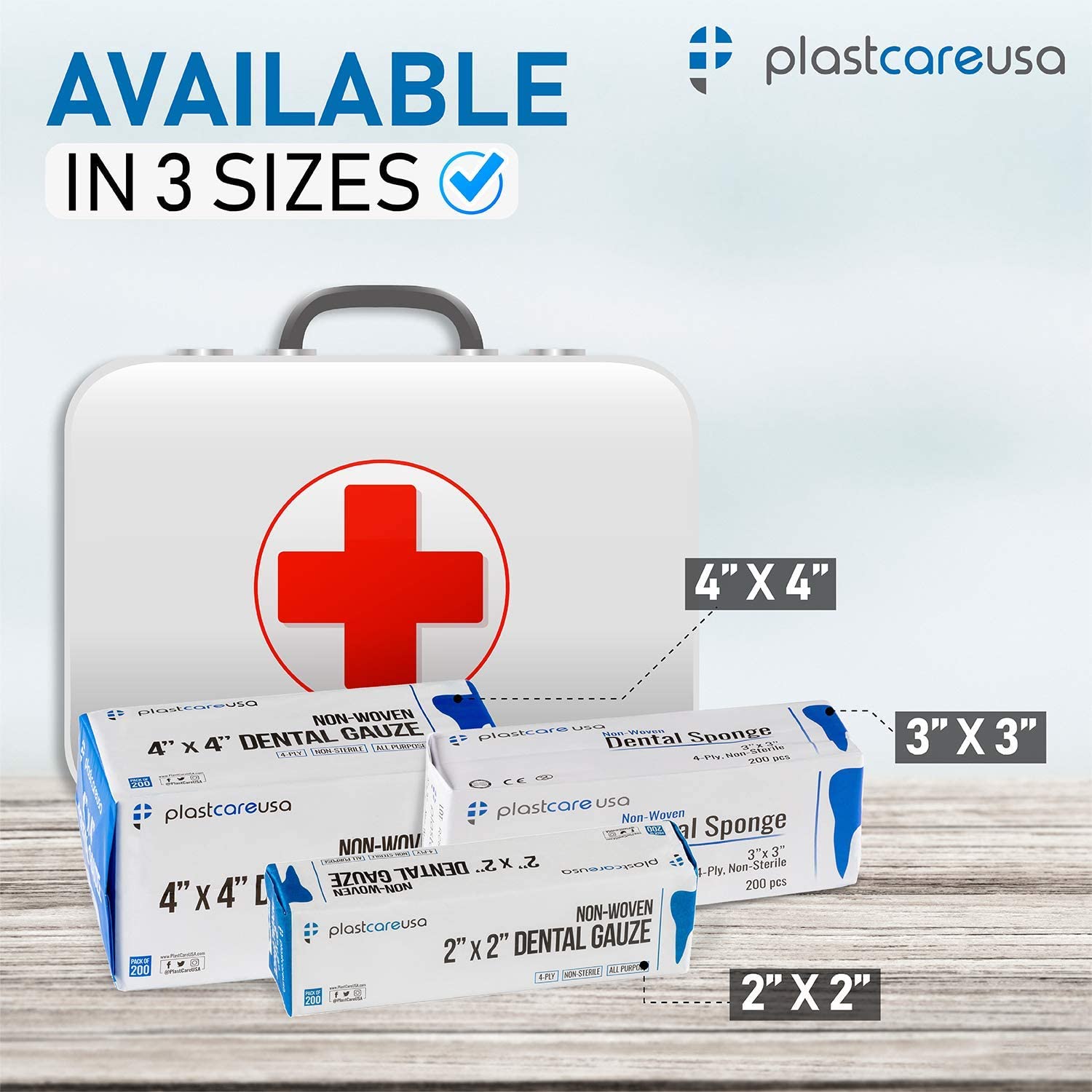 20,000 2x2 4-Ply Non Woven, Non-Sterile Cotton Dental Gauze Sponges by PlastCare USA - My DDS Supply