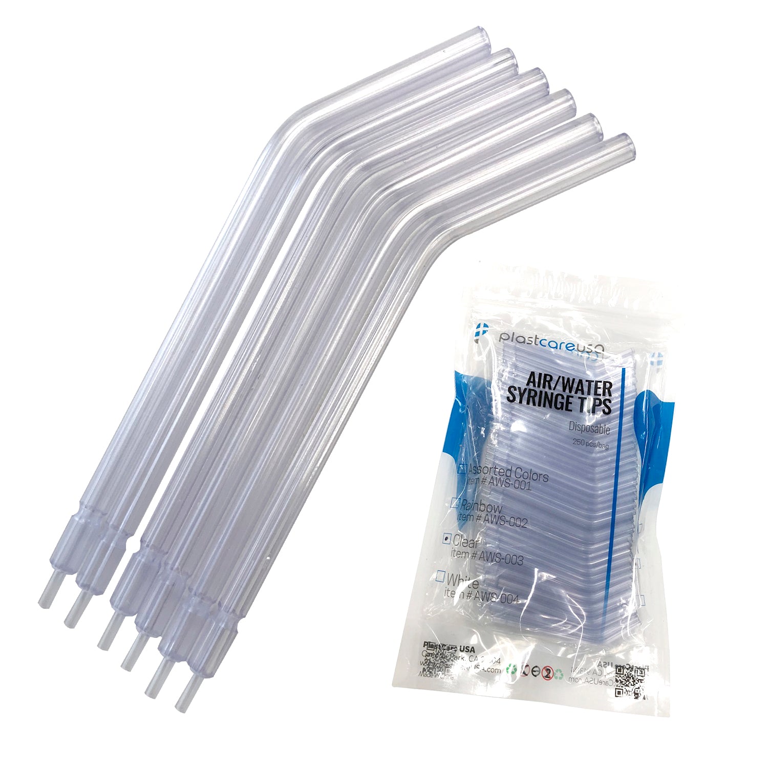 1000 x Clear Air-Water Syringe Tips, (4 Bags of 250) by PlastCare USA - My DDS Supply