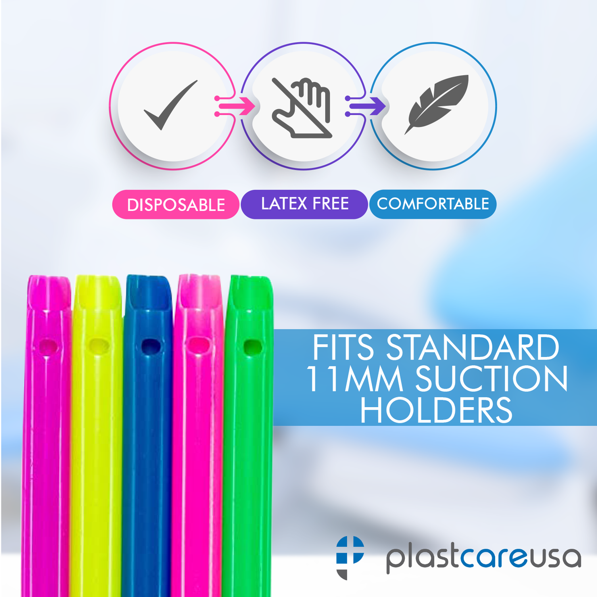 1000 Assorted HVE Evacuation Suction Dental Tips, Vented (10 Bags, 1 Case) by PlastCare USA - My DDS Supply