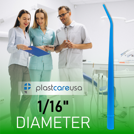 100 x Small Blue 1/16" Dental Surgical Aspirator Tips (4 Bags) by PlastCare USA - My DDS Supply