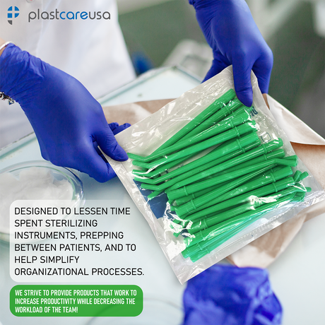 100 x Large Green 1/4" Dental Surgical Aspirator Tips (4 Bags) by PlastCare USA - My DDS Supply