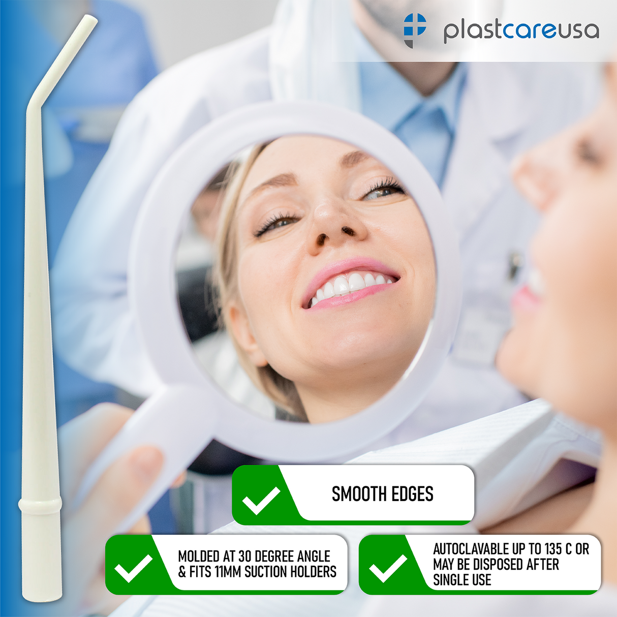 100 x Medium White 1/8" Dental Surgical Aspirator Tips (4 Bags) by PlastCare USA - My DDS Supply