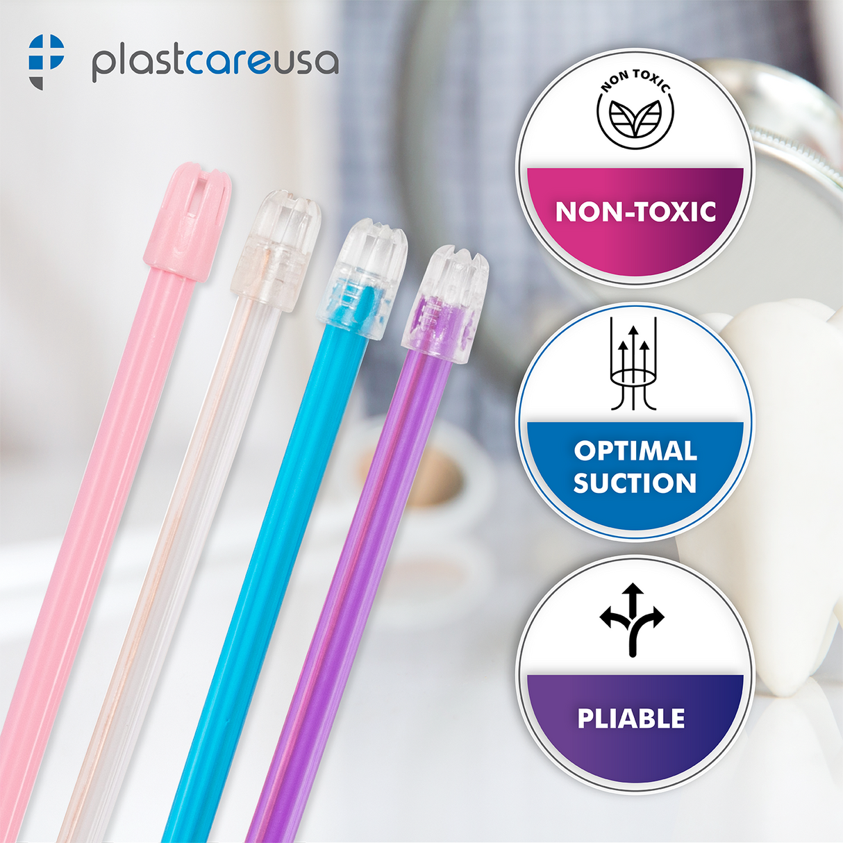 1000 Assorted Rainbow Saliva Ejectors (10 Bags) by PlastCare USA - My DDS Supply