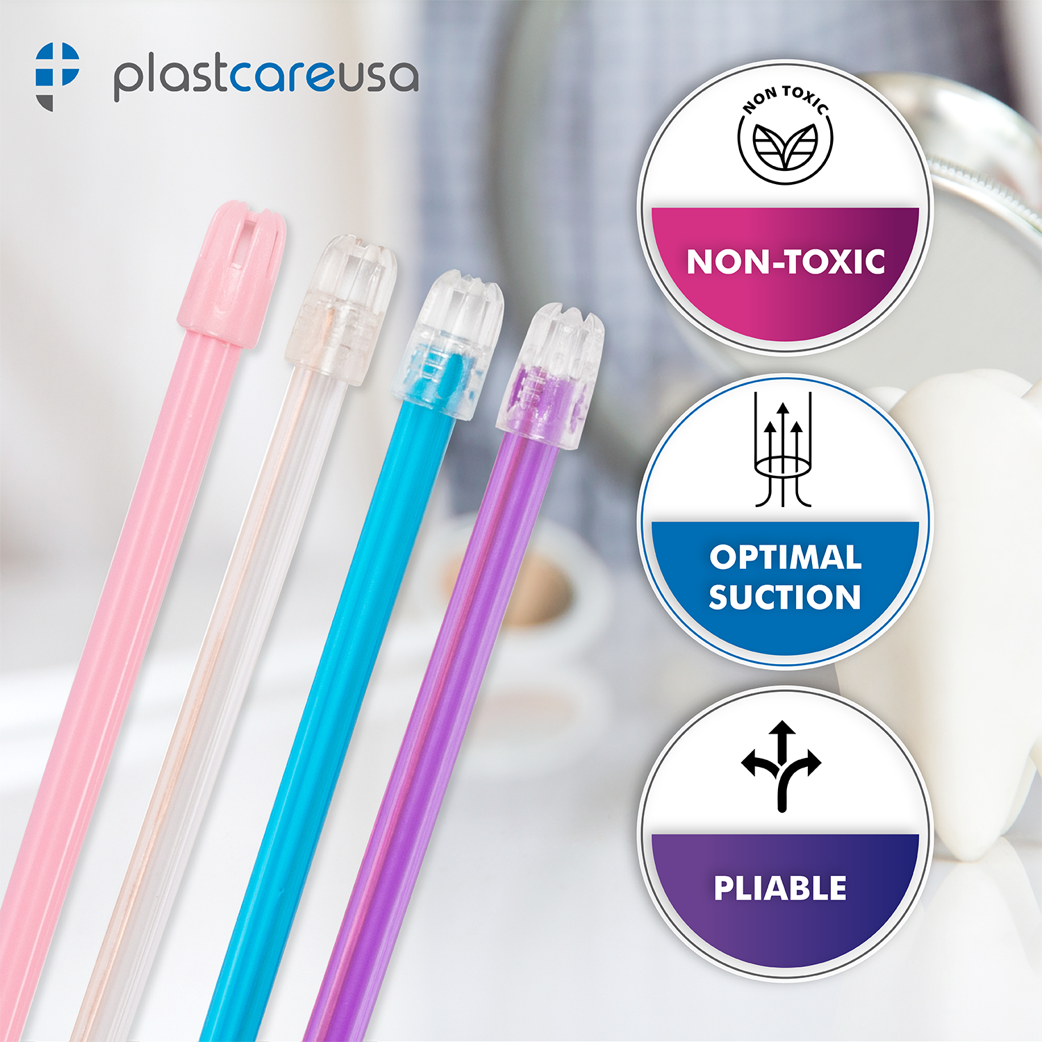 1000 Assorted Rainbow Saliva Ejectors (10 Bags) by PlastCare USA - My DDS Supply