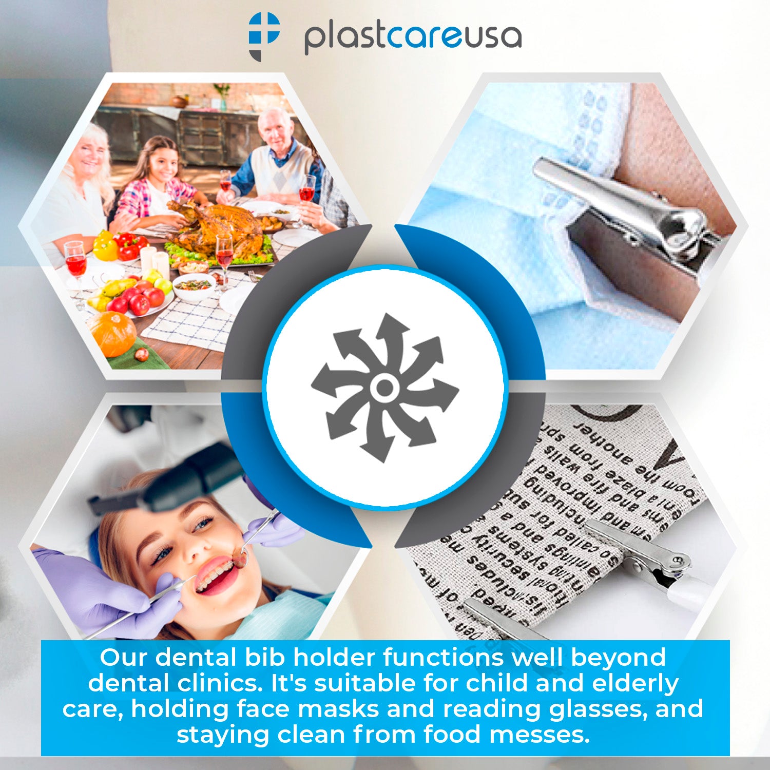 10 Pack Metal Chain Bib Clip Holders for Dental Bibs - Lanyard with Ball Chains & Clamps to Hold Napkin, Covers, Mask for Dentist Clinic, Elderly Care - My DDS Supply